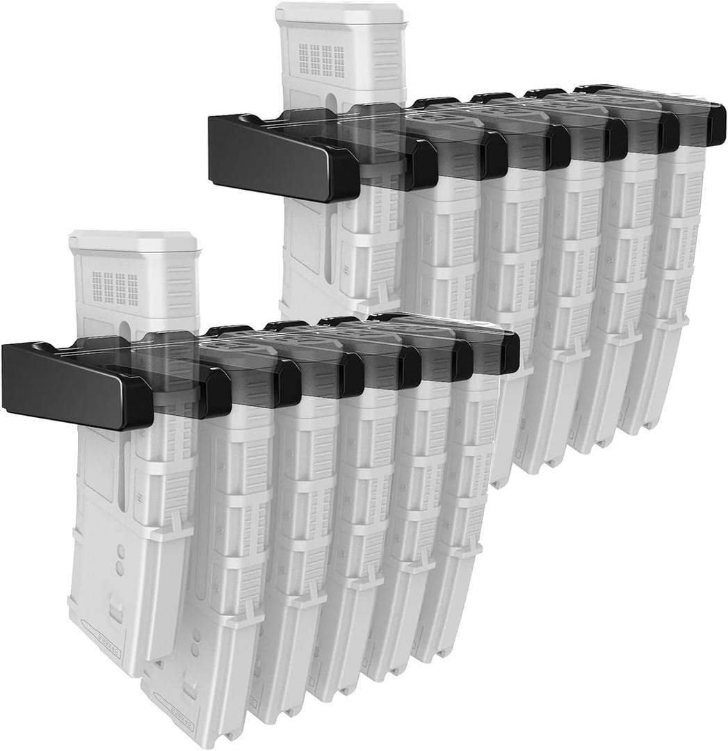 2Pack Wall Mount for Pmag, AR Mag Holder, ABS Magazine Holder, Ar Magazine Holder for Gun Safe, Storage Rack for Pmag, Glock, Amend 2, Hexmags, Mftmags, Magpulmag