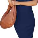 PRETTYGARDEN Women's Summer Ribbed Bodycon Midi Dresses (Blue, S)