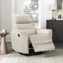 Lexicon 360 Degree Swivel Glider Reclining Chair, Manual Tab Pull Recliner, Leather Match Swivel Glider Recliner with Plush Foam, Sturdy Frame for Living Room/Office/Bedroom, Taupe