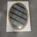Oval Wall Mirror 28"x20" ,Oval Mirror with Golden Spherical Decorations adorning the Metal Frame, Decorative Golden Oval Mirror for Bathroom Bedroom Living Room Entryway, Vertical/ Horizontal Hanging