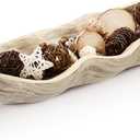 Nuogo 1 Pack 16 Inch Wavy Live Edge Dough Bowl Large Size Wood Rustic Dough Bowl Decorative for DIY Farmhouse Home Supplies Kitchen Decoration(Light Color)