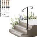 Handrail for Outdoor Step-1-2 Step Stair Railing-Heavy-Duty Metal Railings for Seniors-Powder Coated Single Post Handrail-38 H Wrought Iron Railing for Concrete/Wood Porch/Deck/Indoor Outdoor Stair