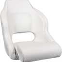 High Back White Pontoon Captain Seat Premium Sports Flip Up Captains Chair