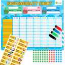 D-FantiX Magnetic Responsibility Chart, Chore Chart for Multiple Kids, My Star Reward Chart Daily Routine Good Behavior Charts Dry Erasable for Toddlers at Home