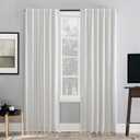 Sun Zero - 56260 Greyson Faux Dupioni Silk Extreme 100% Blackout Back Tab Curtain Panel, 50" x 95", Pearl White