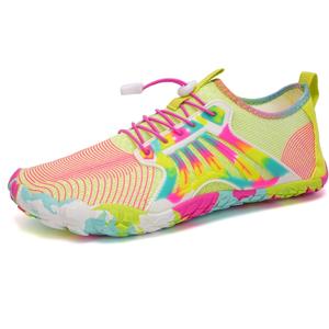 Water Shoes for Men Barefoot Quick-Dry Aqua Sock Outdoor Athletic Sport Shoes for Kayaking, Boating, Hiking, Surfing, Walking (201-yellow/Pink) 8 