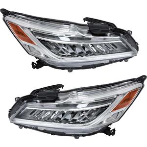Driver Side and Passenger Side Headlights Assembly Replacement for Accord 2016 2017 Housing Chrome Lamp LH RH 2PCS 33100T2AA32 33150T2AA32