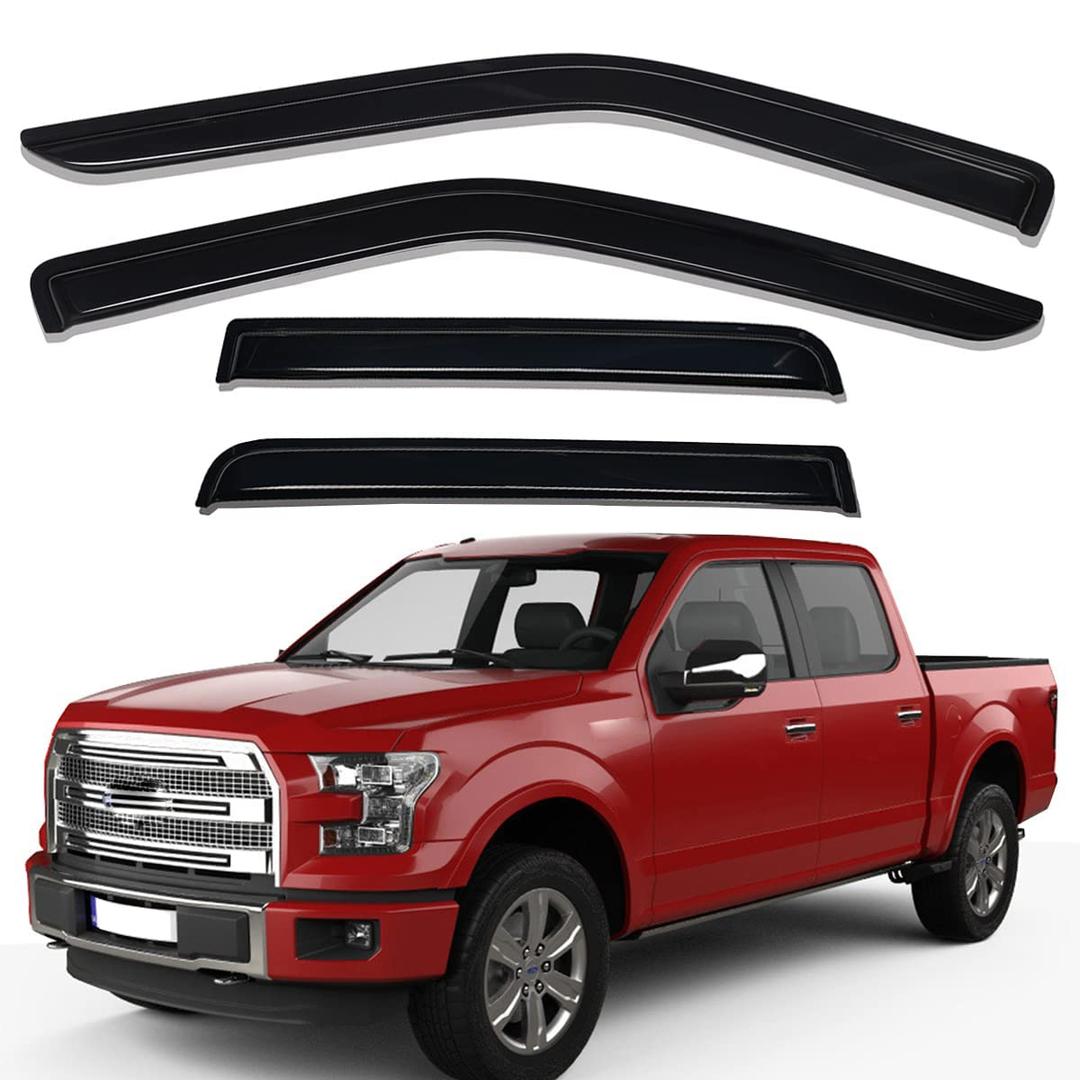 Lightronic Extra Durable Outside-Mount Auto Vent Window Visor, Fits 2017-2020 Hyundai Elantra (EXCLUDES Elantra GT), UV Protection Rain Guard, Original Wind Deflector, No-Drilling, Dark Smoke, 4-Pcs