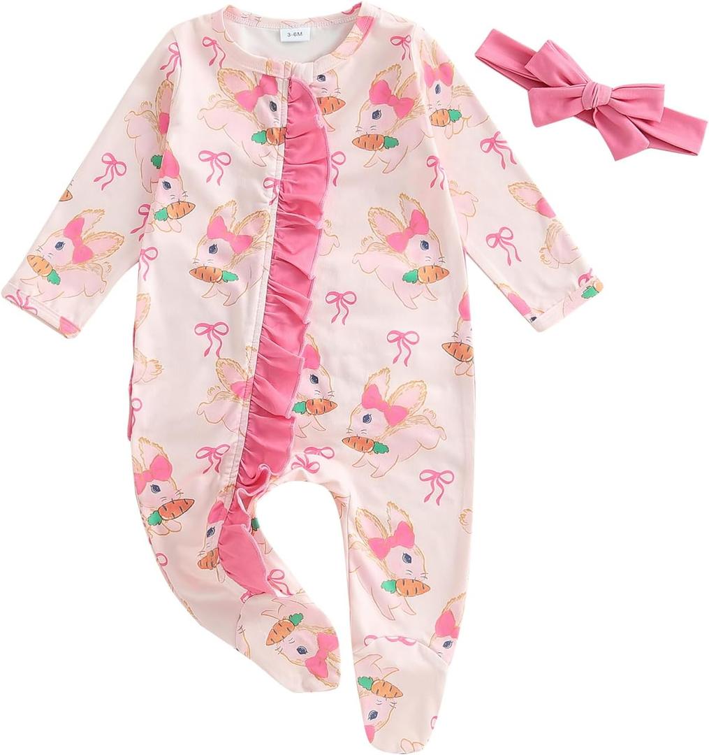 Kuriozud My First Halloween Outfit Baby Girl Ghost Romper Pumpkin Onesie Newborn Preemie Girl Pajamas Thanksgiving Clothes (0-3 Months, Pink Rabbit) Kuriozud My First Halloween Outfit Baby Girl Ghost Romper Pumpkin Onesie Newborn Preemie Girl Pajamas Thanksgiving Clothes (0-3 Months, Pink Rabbit)