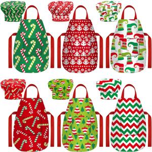 12 Pcs Christmas Doll Accessories Mini Doll Baker Outfit Kit Include Apron Hats for Xmas Mini Baking Props Decorations, Dolls is Not Included