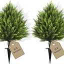 HMASYO 30" Artificial Cedar Topiary Ball Trees with Ground Spike, Set of 2 UV Resistant Artificial Shrubs, Faux Evergreen Plant Fake Bushes for Indoor Outdoor Front Porch Garden Decor, Larger Size