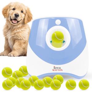 Automatic Ball Launcher for Dogs with 10 Tennis Balls (2 inch), Dog Ball Launcher with 3 Range Modes (10/20/30ft), Rechargeable Dog Balls Thrower for Small-Medium Dogs,Indoor/Outdoor Pet Fetch Machine