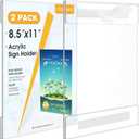 MaxGear Acrylic Wall Sign Holder 8.5x11 with Hook and Loop Strips Double Sided Tape, Clear Plastic Wall Mount Sign Holder Plexiglass Poster Paper Frame for Office, Store, Home, Restaurant, 2 Pack