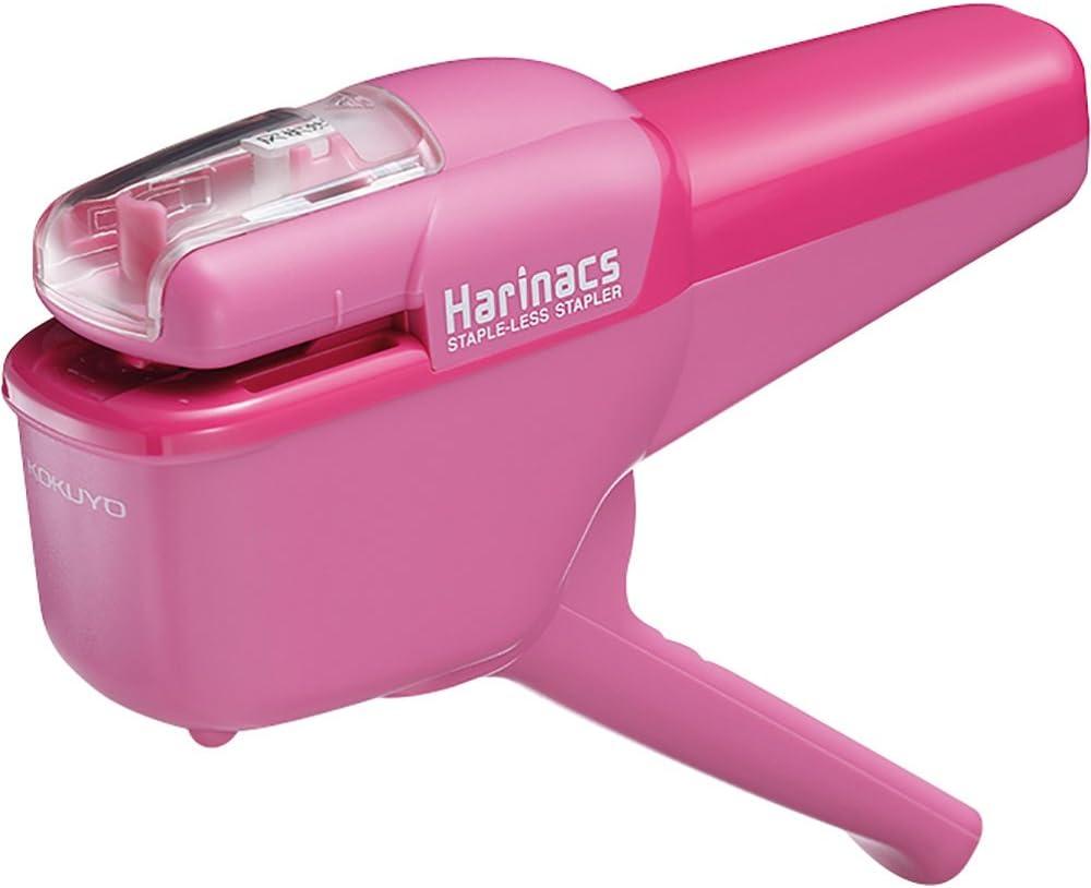 Kokuyo Harinacs Stapleless Stapler, Portable Staple Free Stapler, 10 Sheet Capacity, Pink, Japan Import (SLN-MSH110P)