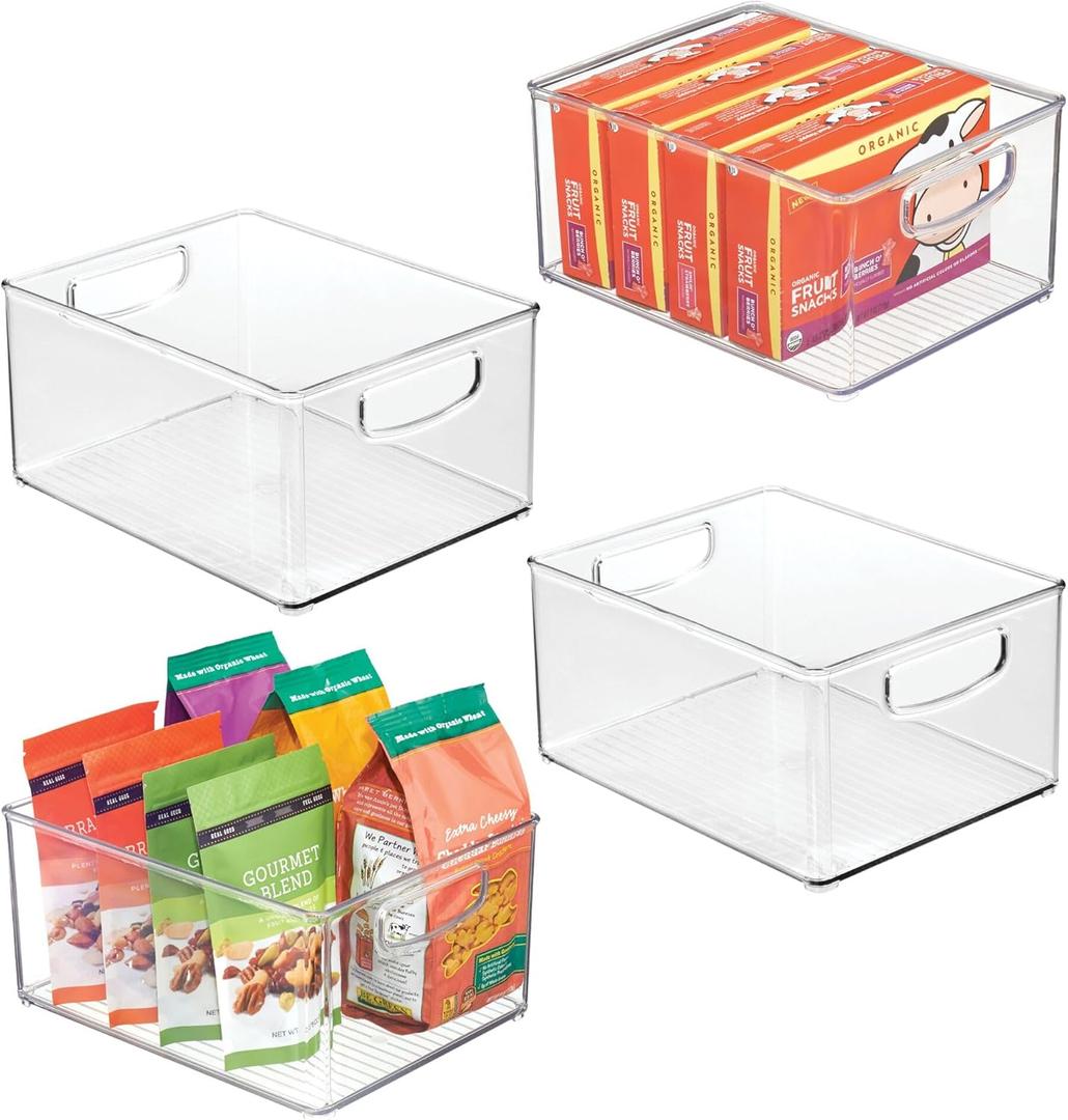 iDesign Stackable Storage Bin - Organize Pantry, Fridge, or Freezer, Set of 4, Clear, Made in USA