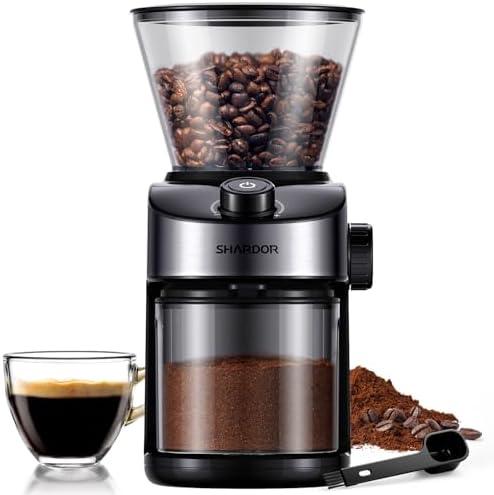 SHARDOR Electric Burr Coffee Grinder, 32 Precision Grind Settings, 40-Second Adjustable Timer, Chamber Cleaning Button, Designed for Coffee Enthusiasts