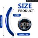 3pcs Universal Carbon Fiber Steering Wheel Cover - Anti-Slip & Segmented Design, Universal 99% Durable Steering Wheel Protector for Men and Women, Car Interior Accessory (Blue)