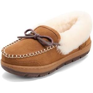 Dearfoams womens Genuine Australian Shearling Moccasin Slipper - Gladstone Indoor Outdoor House Shoe Size 8