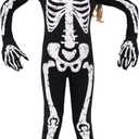 Spooktacular Creations Halloween Skeleton Costume Kids Girls, Toddlers Skeleton Jumpsuit for Cosplay (S)