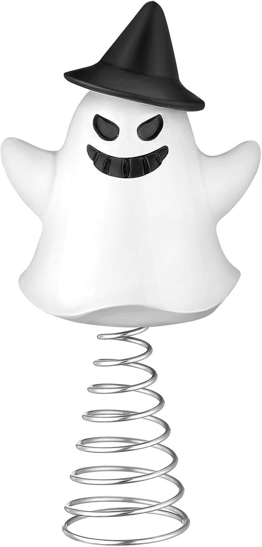 Queekay Christmas Ghost Tree Topper Small Ghost Ornaments 4 Inches Spooky Tree Topper Mini Miniature Christmas Treetop Decoration for Xmas Holiday Party Decor