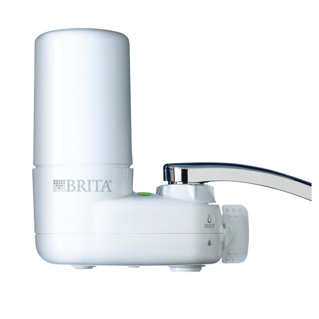 Brita Faucet Mount Water Filter System, White, No-Wait Filtration, Easy Install, Multi-Use Tap Water Filter for Kitchens, Bathrooms & Small Spaces (Elite- 1 ct)