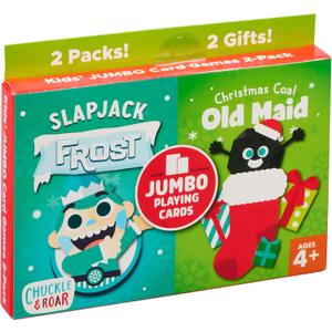 Chuckle & Roar Holiday Jumbo Playing Cards  Slap Jack Frost and Christmas Coal Old Maid