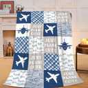 Airplane Blanket Super Soft Warm Fluffy Fleece Flannel Just Plane Cute Throw Blanket Cozy Fuzzy Plush Stuff Bedding Blankets Gifts for Women Kids Boys Girls Adults 50"X40"
