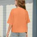 Girls Shirts Kids Raglan Short Sleeve T Shirts Summer Crewneck Oversized Crop Top Basic Tees 5-14Y (Orange)
