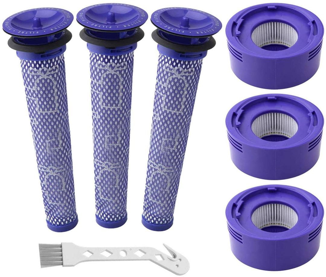 5 Pack Vacuum Filter Replacement Kit for Dyson V7, V8 Animal and V8 Absolute Cordless Vacuum, 3 Post Filter, 1 Pre Filter, Replaces Part # 965661-01 & 967478-01