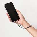 Beaded Phone Lanyard for Women Natural Stone Phone Wrist Strap Handmade Smartphone Wristlet Strap Beaded Wrist Chain (Blue)