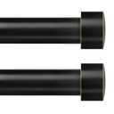 TONIAL 2 Pack Curtain Rods for Windows 48 to 84 Inches(4 to 7 ft), Telescoping Splicing 3/ 4 Curtain Rod 32 to 86 Inches(2.6 to 7.1ft), Decorative Single Drapery Rod with Round Cap Finial, Black