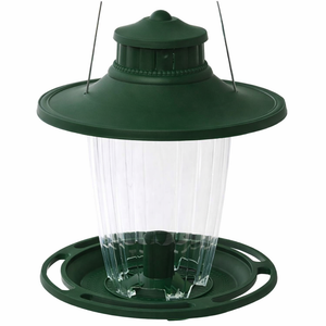 More Birds Large Lantern Bird Feeder, Wild Bird Feeder, 5 Feeding Ports, 3.8-Pound Seed Capacity, Green