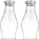 Oil Lamp Chimney Replacement  Clear Hurricane Lamp Glass Shade (Wave Style) for Kerosene Lamps  3 Inch Base (2)