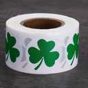 6 x 500Pcs St. Patrick's Day Stickers Green Shamrock Clover Stickers Roll 1.5in Self-Adhesive Waterproof Sticker Decor for Irish Holiday Party Scrapbook Journal Envelopes Decorations