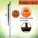 Geelin 25 Pcs 180 Degree Irrigation Sprinkler Heads with 12" Stake Drip Emitters Micro Spray with 1/4" Irrigation Tubing on Riser Stake Micro Spray Sprinkler Assembly for Garden Watering System