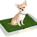 PawHut Dog Toilet, Puppy Training Pad Indoor, Portable Puppy Pee Pad with Artificial Grass, Grid Panel, Tray, 46.5 x 34cm (Green)