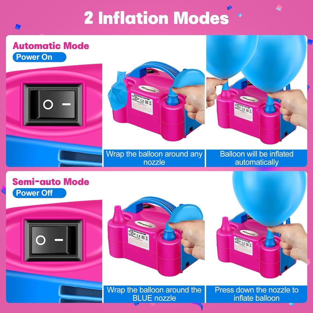 Balloon Pump Electric, Portable Automatic Dual Nozzle Inflator