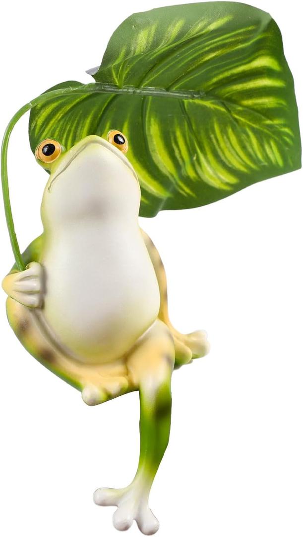 AKAKL Frog Statue for Garden - Lotus Leaf Sitting Frog Figurines Decor Cute Craft Resin Frog Sculpture Decor for Outdoor Yard Garden Pond Home Office Desk Tabletop Gift Ornament