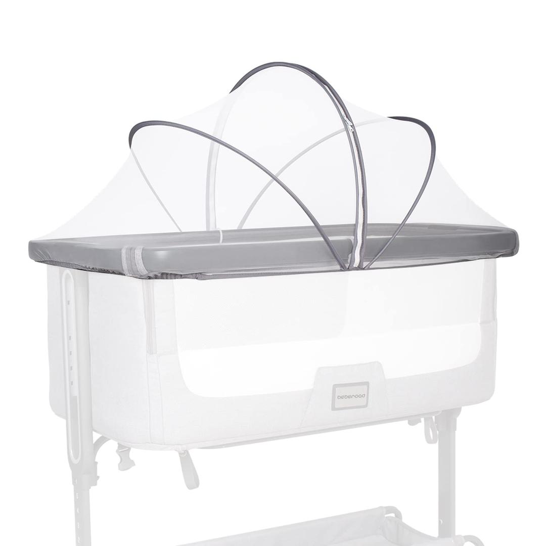 Beberoad Love Bassinet Cover Mosquito Net Cover with 2-Way Zipper Mosquito Net for Bassinet/Bedside Sleeper/Travel Crib (White) (Bassinet Cover-white)
