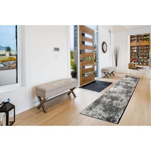 ShadesU Custom Size Abstract Design Non-Slip Hallway Runner Rug Carpet Low-Pile 0,3" Non Slip Backed (Black Color, 31inch Wide x 6ft Length)