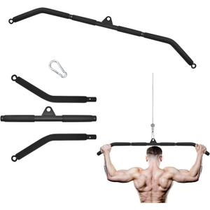 LAT Pull Down Bar, Dual Hook Bar Cable Attachment, Heavy Duty Gym Bar for Cable Machine, Suit for Resistance Band Training, Home Exercise