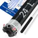 Left Hand Wind（Black Cone）2" Garage Door Torsion Spring with Non-Slip Winding Bars & Gloves, High Precision Electrophoresis Black Coated, for Replacement, MIN 16,000 Cycles (0.218x2''x24'')