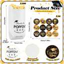 100 Pcs Class of 2026 Graduation Popcorn Bags with Stickers Thanks for Popping by Popcorn Bags to Celebrate Smile Style Grease Resistant Snack Treat Paper Individual Servings for Party Favors(Black)