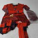 ROSEZUZU Red Costumes Girls with Wigs Rise Red Birthday Outfits Party Costume Bodysuit with Skirt Girls Dress Up with Gloves, Size: 7-8Y