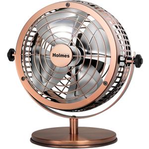 HOLMES 6" Heritage Table Fan, 2 Speeds, 4 Blades, Adjustable 145 Head Tilt, Metal Construction, Ideal for Home, Bedrooms, Dorm Rooms or Office, Brushed Copper