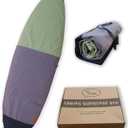 Ho Stevie! Canvas Surfboard Bag Cover - No Melted Wax on Car - Sun/Ding Protection (8'6", Black/Gray/Green)