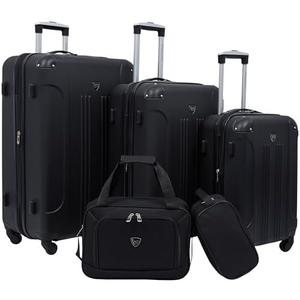 Travelers Club Chicago Hardside Expandable Spinner Luggage, Black, 5 Piece Set