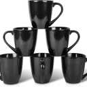 vicrays Coffee Mug Set, 12 Ounce, Ceramic Mug for Men, Women, Unique Glazed Mugs with Handle for Coffee, Tea, Milk, Cocoa, Cereal - Set of 6 Black