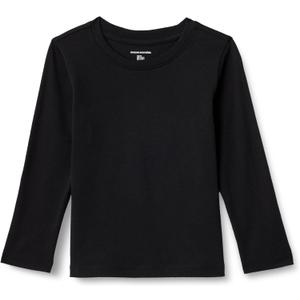 Amazon Essentials Boys and Toddlers' Long-Sleeve Cotton T-Shirts (Medium, Black)