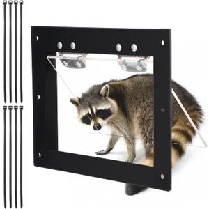 Raccoon One Way Eviction Door with 8 Tie Tapes,10.4inch Inimitable Outside Live Trap Raccoon Repellent,Easy to Install,Dog Proof Eviction Possum Trap for Attics Home Farms